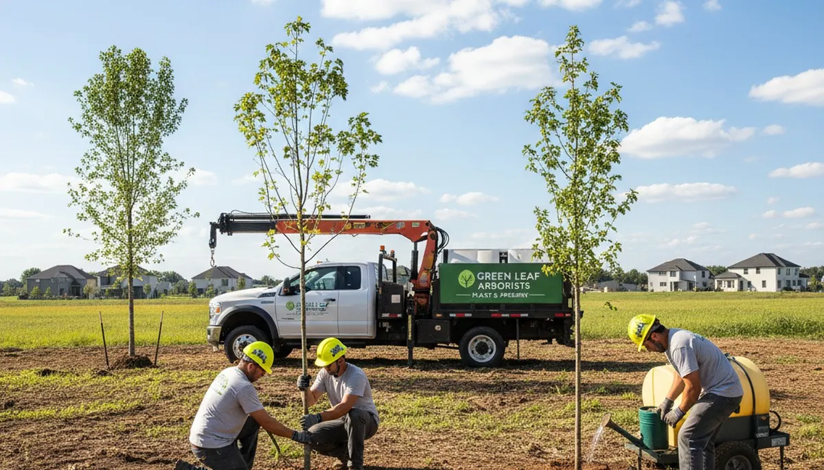 Arborists planting new trees in Cambridge MA yard for Chop Chop Tree professional tree service